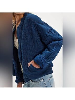 Free People Rose Zip-Up Sweatshirt Jacket Size L